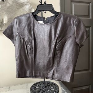 Elegant Brown Leather Women's Top